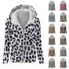Damenmode Druck Sweatshirt Lose Kapuze Plüsch Reißverschluss Jacke Top