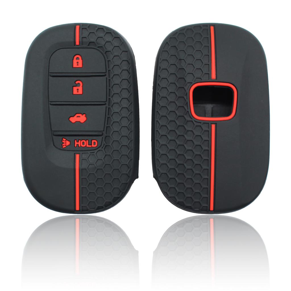 Silicone Rubber Key Fob Cover Compatible With Honda - Accord Civic Cr-V Sport Si Ex Ex-L Touring 4 Buttons Smart Key