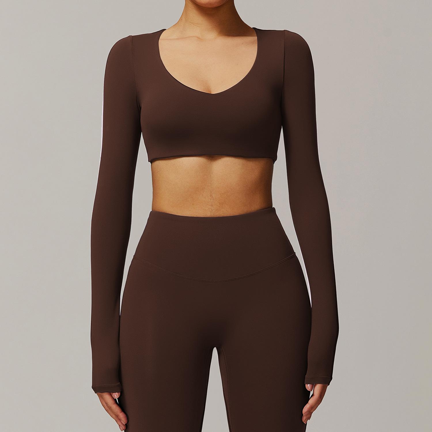 

Нова облягаюча швидкосохнуча йога з довгим рукавом жіноча з V-подібним вирізом короткого стилю топ для схуднення для бігу, спорту, фітнесу футболка для жінок S