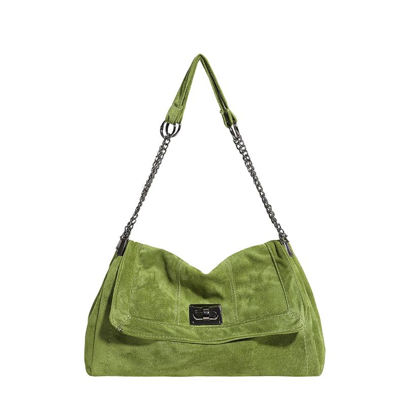 

Chain Faux Suede Women Shoulder Bag Large Capacity Solid Color Underarm Bags Fashion Commuter Handbags Luxury Designer Totes Sac 33cm 12cm 21cm