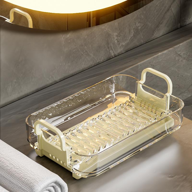 

Double Drain Storage Soap Box Household Toilet Wash Desk Soap Box Bathroom Light Luxury Soap Box