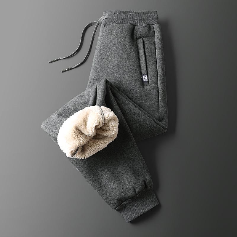 

Мужские зимние брюки из плюшевой овчины - свободный крой, толстые хлопковые манжеты, теплая повседневная одежда L