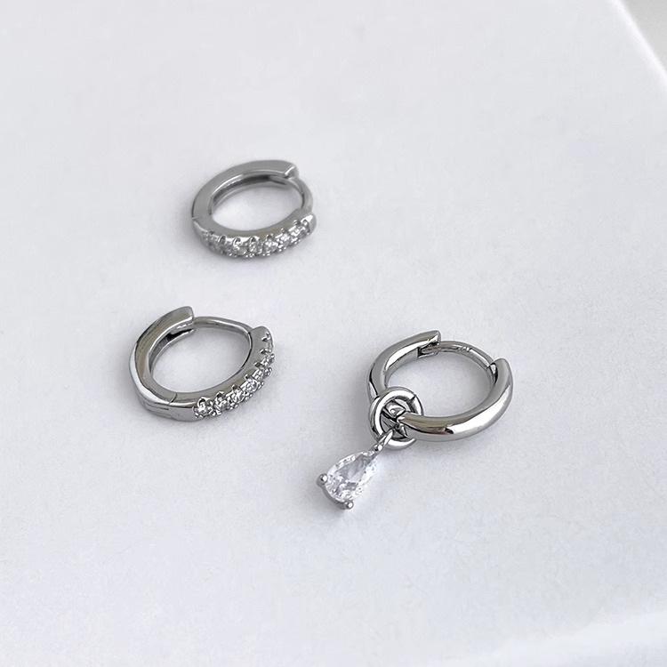 Asymmetric Teardrop Earrings Retro Simple Micro-set Zirconia Small Earring Two Wear Simple Personalized Exquisite Hundred with Fashion Accessory