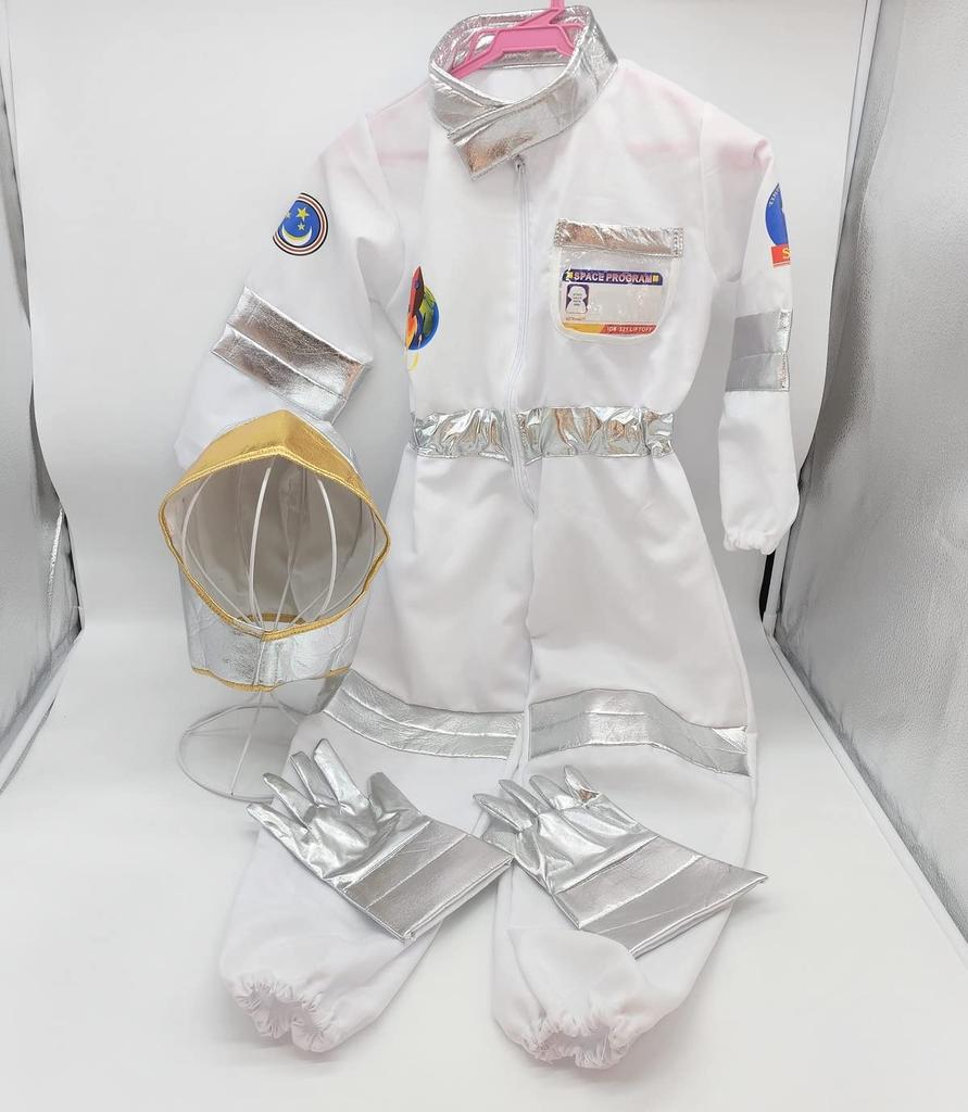 [deaizaka.biz] Kids' 3-Piece Space Suit Cosplay Set (Jumpsuit, Helmet, and Gloves) - Cool Astronaut Costume for Children 100-120cm (42-44 Inches)