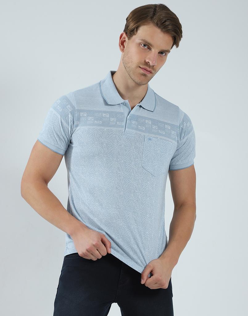 Monte Carlo Mens Self Design Collar Neck T-Shirt