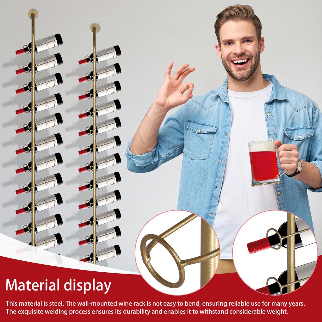 5 Pack Wall Mount Wine Rack for 60 Wine Bottles Wine Bottle Holder Wine Bottle Display Holder for Bar Kitchen Cellar Restaurant