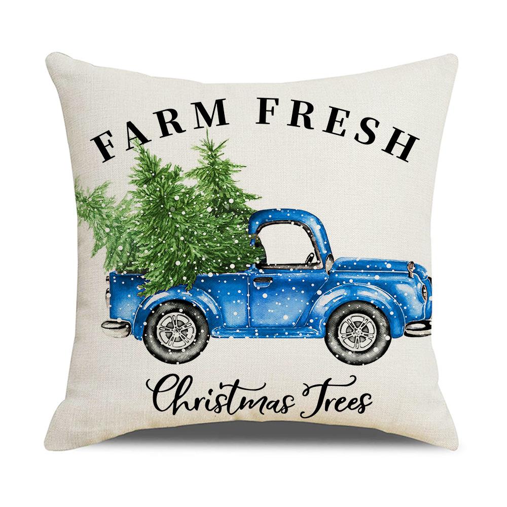 Leinen Kissenbezug Frohe Weihnachten Einfacher Karomuster Weihnachts-Kissenbezug Kissenbezug Zuhause Weiche Dekoration Kissenbezug