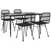 5 Piece Outdoor Dining Set Black Poly Rattan