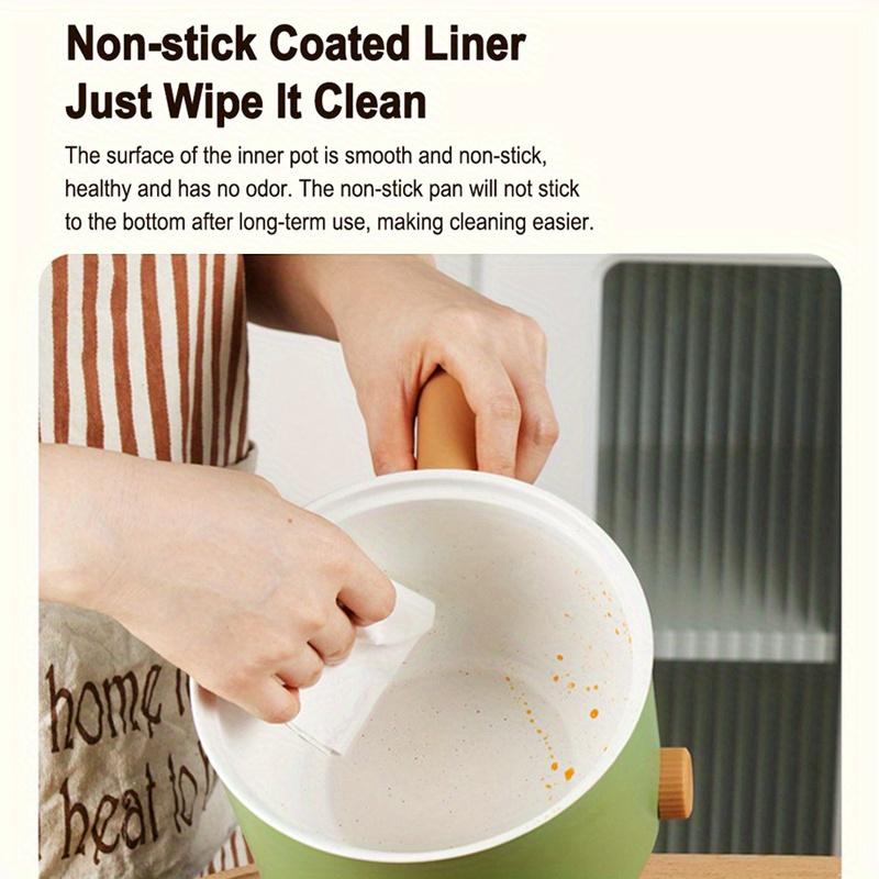 Non-stick electric pot with steamer rack, portable mini quick ramen cooking pot, adjustable power supply, non-stick wok, for cooking
