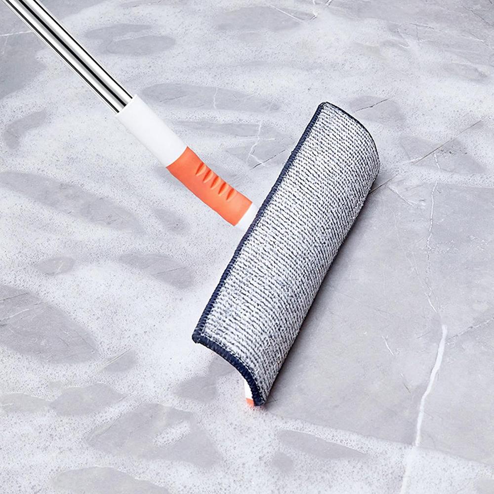 2-in-1 Window Shower Squeegee with Telescopic 47 Inch Extension Pole, 180 Degree Adjustable Head for High Indoor Outdoor Glass Cleaning