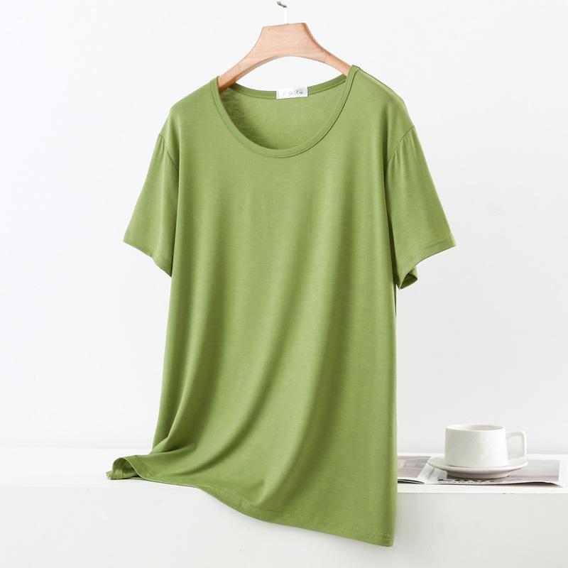 Damen Übergröße Modal Lockeres Kurzarm-T-Shirt