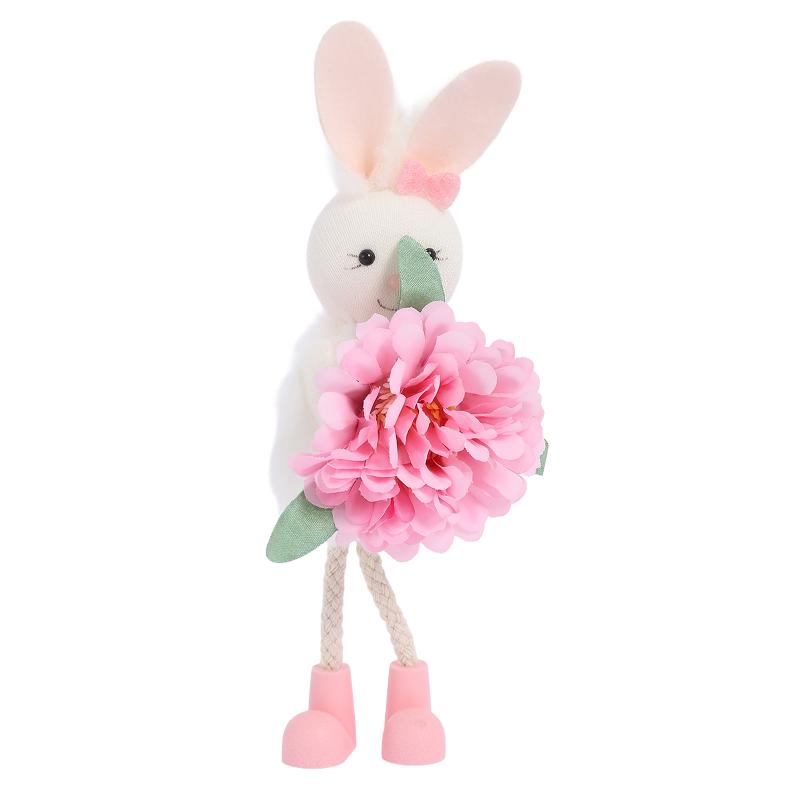 

Easter Bunny Decor Cute Rabbit With Flower Hanging Ornaments For Tabletop Mantel Holiday Home Party Table Decorations Gift A4