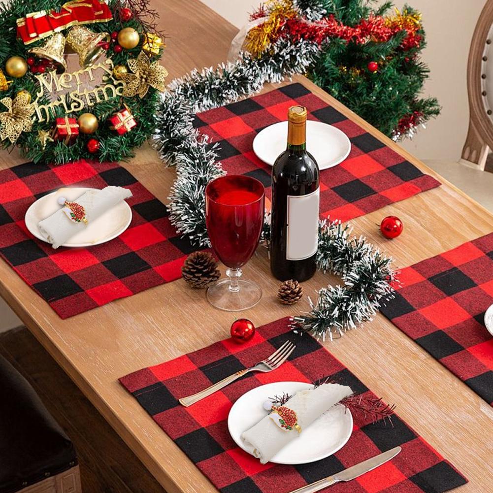 Zinc alloy Christmas napkin ring with diamond accent in Christmas hat shape suitable for festive table settings