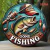 Metal Wall Art Vintage Fishing Welcome Sign Round 2D Printed Gift for Angler Home Decor