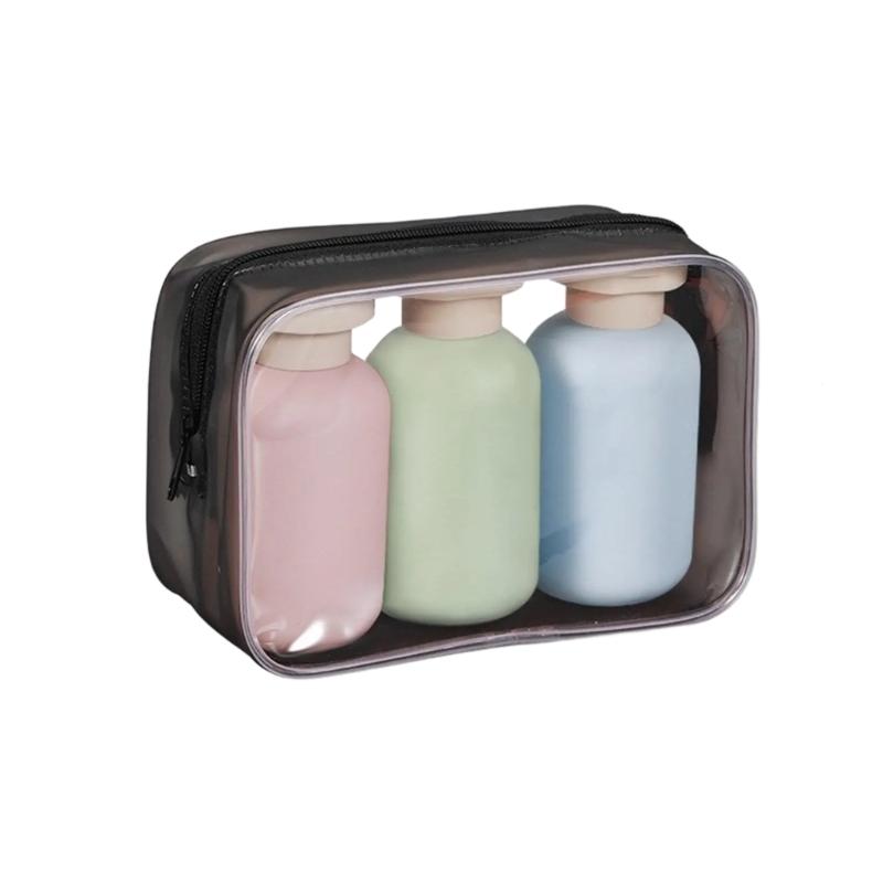 3 Pieces Portable 100/200/300ML Travel Bottles Leakproof Squeeze Containers for Lotions Shampoos and Conditioners