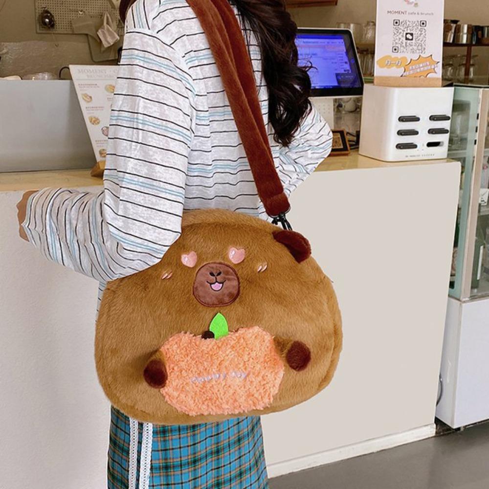 Stuffed Capyabra Plush Bag Plush Cartoon Doll Bag Children's Gift Capyabra Backpack  Gifts