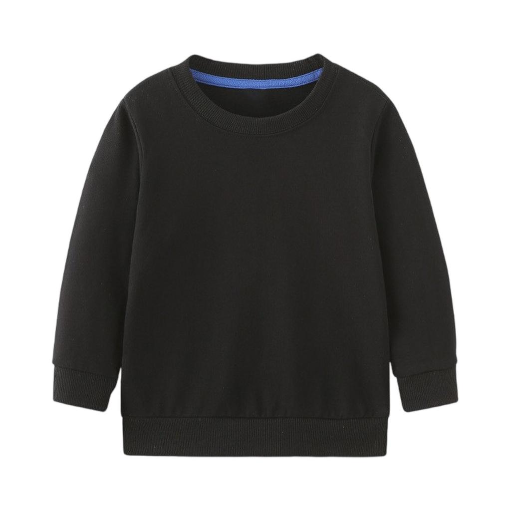 Winter Boy And Girls Round Neck Pullovers For Kids Long Sleeved T-shirt Solid Color Baby Tops