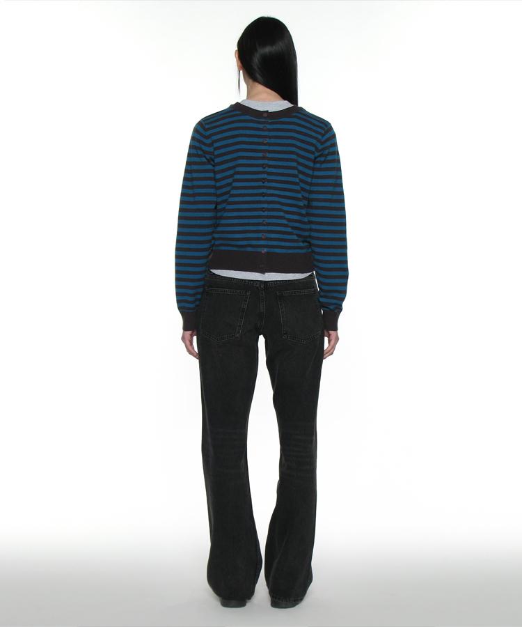 PARTIMENTO WOMEN Pwc Two-Way Pocket Knit Crew_Teal Stripe
