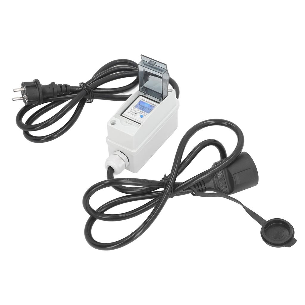Mobile Digital Electricity Meter IP65 Waterproof Portable LCD Display Electricity Usage Monitor EU P