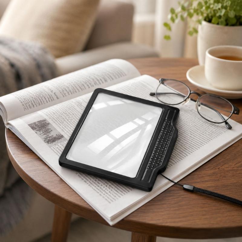 Handheld Reading Page Magnifier for Small Print with Integrated Light, Acrylic Lens and ABS Frame for Books, Newspapers and Labels