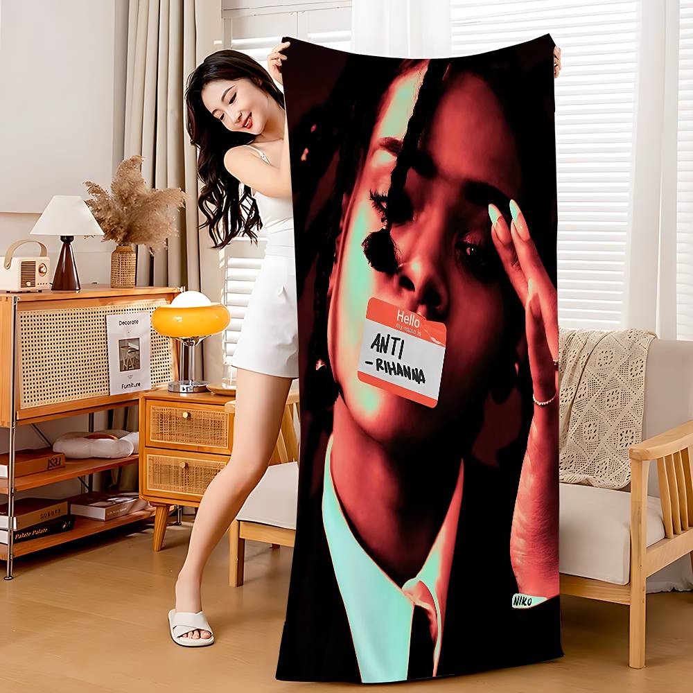 Hot Singer R-RIHANNAS Microfiber Printed Beach Towel Mountain Climbing Yoga Beach Swimming Running Absorbent Soft Towel