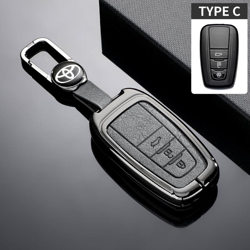 

New Leather Car Key Case Full Cover Shell For Toyota Prius Camry Corolla CHR C-HR RAV4 Land Cruiser Prado Keychain Accessories