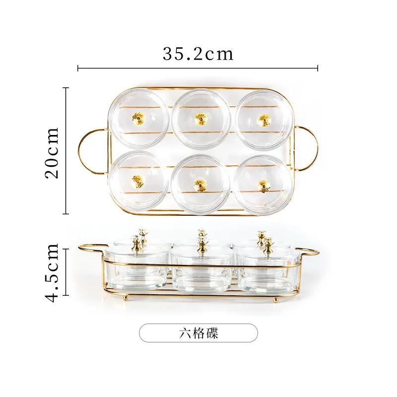 Nordic Luxury Glass Tableware Small Fruit Dessert Snack Serving Bowls with Dustproof Lid Household Party Food Serving Plates