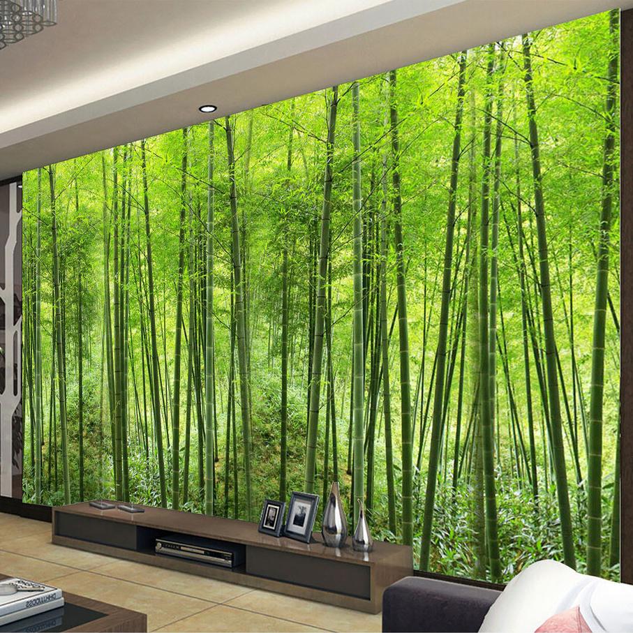 Nature Landscape Wallpaper Green Bamboo Forest Mural Size 3D Wallpaper For Wall Living Room Wall Mural