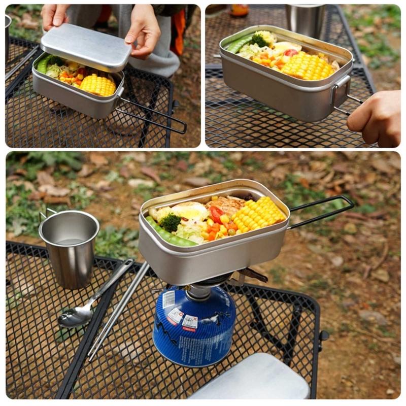 Aluminum Lunch Box Ourdoor Camping Cookware Food Container Storage Dinnerware