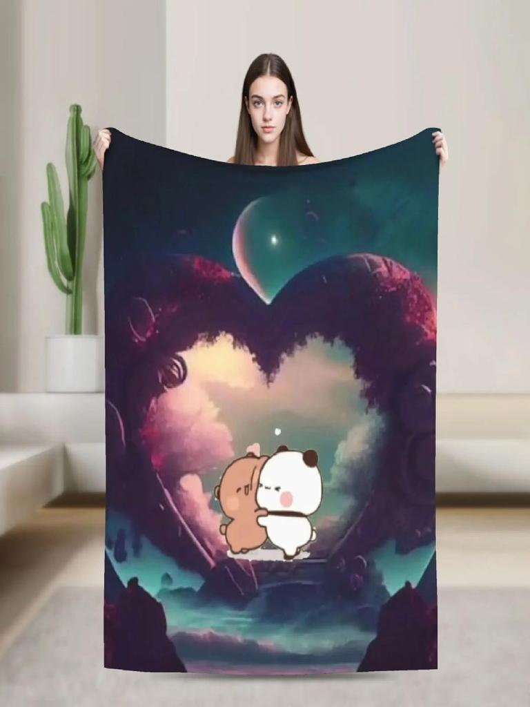 Bubu Dudu Heart Love Flannel Blanket Winter Soft Throw Blanket for Kids Adult Bedroom Sofa Bed Cover
