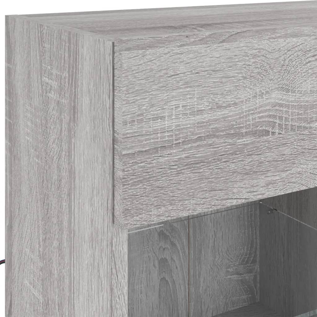 Wall Mounted TV Cabinet with LED Lights Grey Sonoma 78.5 X 30 X 60.5 Cm