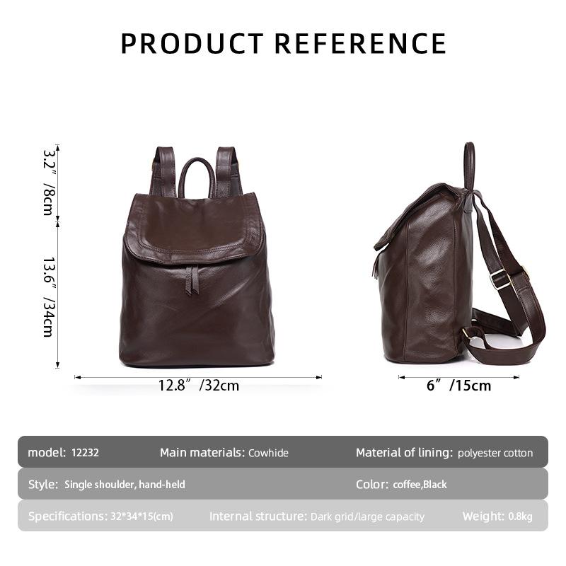 Leather Women'S Bag Large Capacity Backpack Light Leisure Commuter Backpack Cowhide Bag