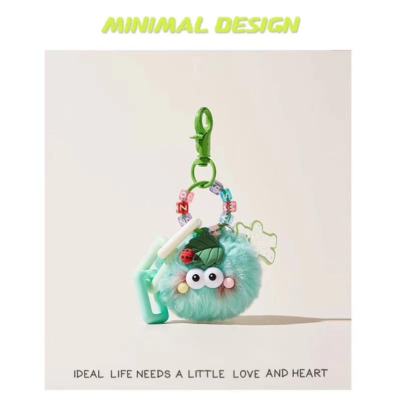 Car Keychain Women's High-end Sense Cute Plush Bag Pendant Backpack Schoolbag Pendant Small Gift Small Coal Ball Tide