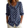 Womens Casual Loose Fit Polka Dot V Neck Blouse with Long Sleeves Button Down Design and Collar for Everyday Wear