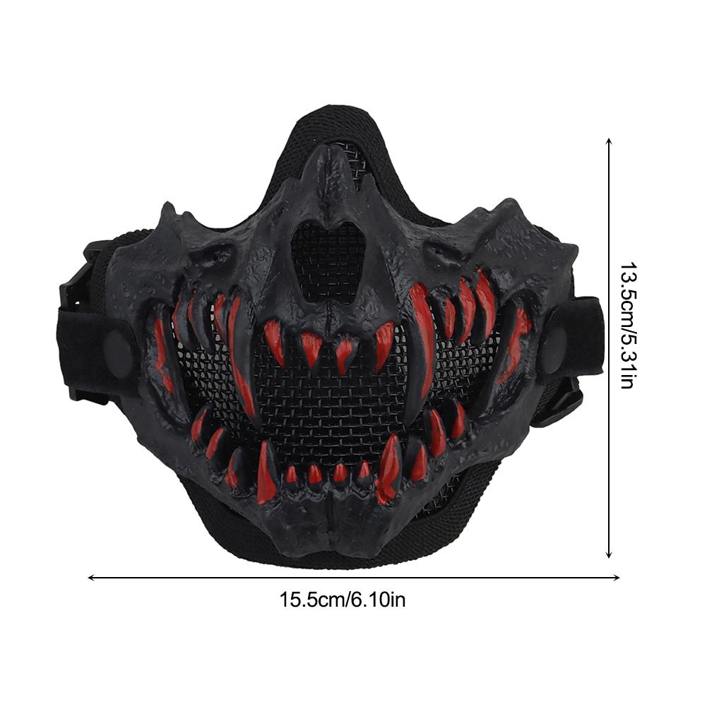 Maschera Facciale Mezza Faccia Zanne Festa Cosplay Airsoft Paintball Maschera Copertura Horror Halloween Costume Cosplay Maschera Accessori Festa