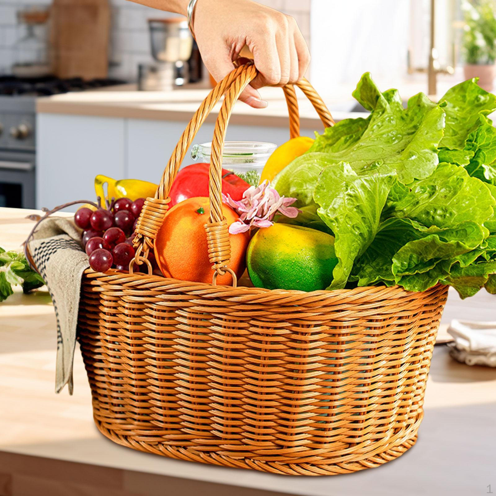 

Ручная плетеная корзина, переносной держатель для фруктов и всякой всячины, плетеная для гостиной, балкона, в помещении Medium