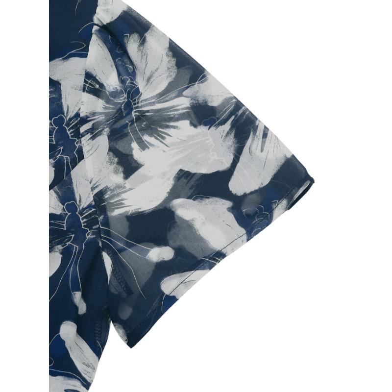 JKASHDK Robes décontractées pour femmes, mode été printemps imprimé floral, manches courtes, col carré, taille haute