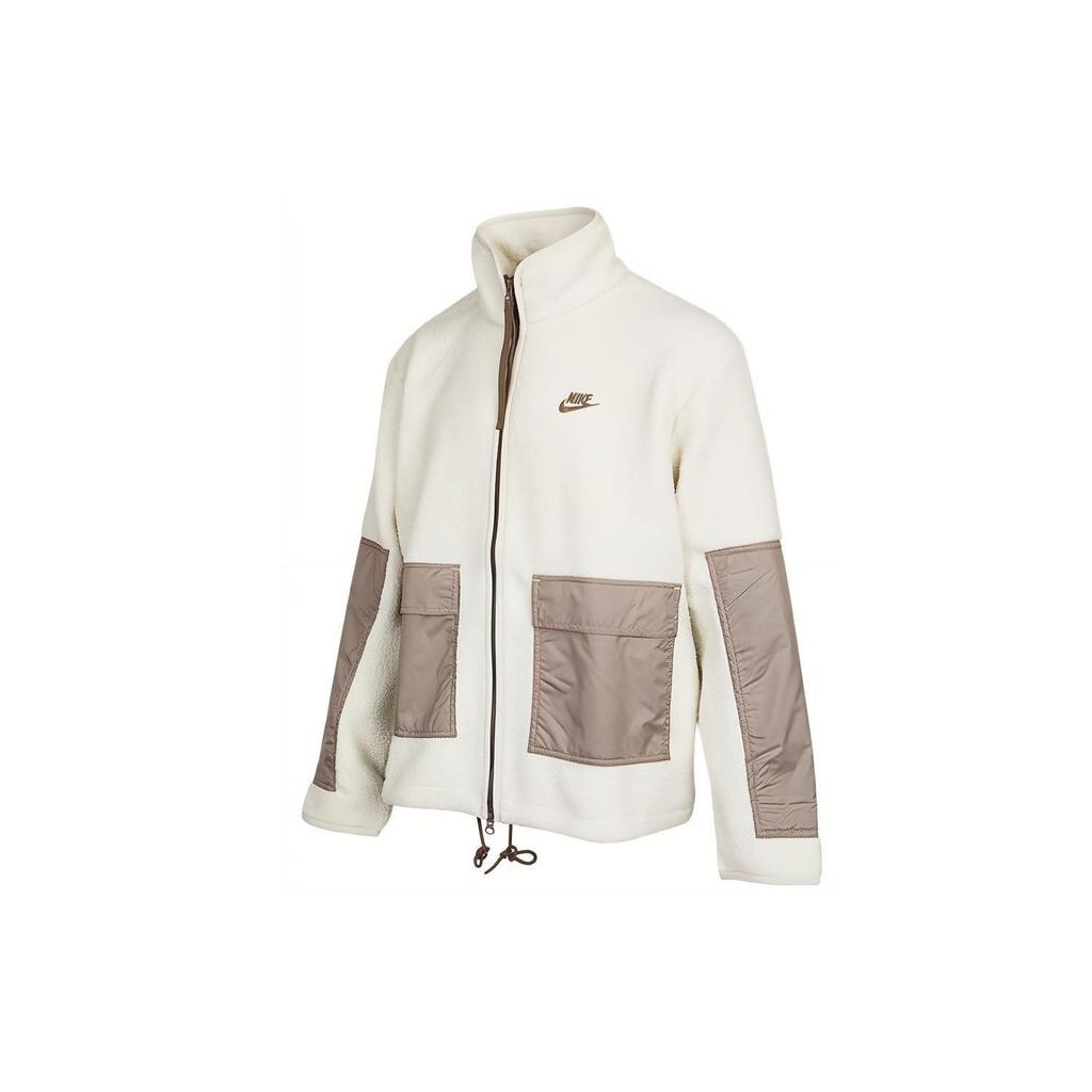 Nike Kurtka męska z haftowanym logo zapinana na zamek, z podszewką z polaru, odzież wierzchnia, biała DV8183-072