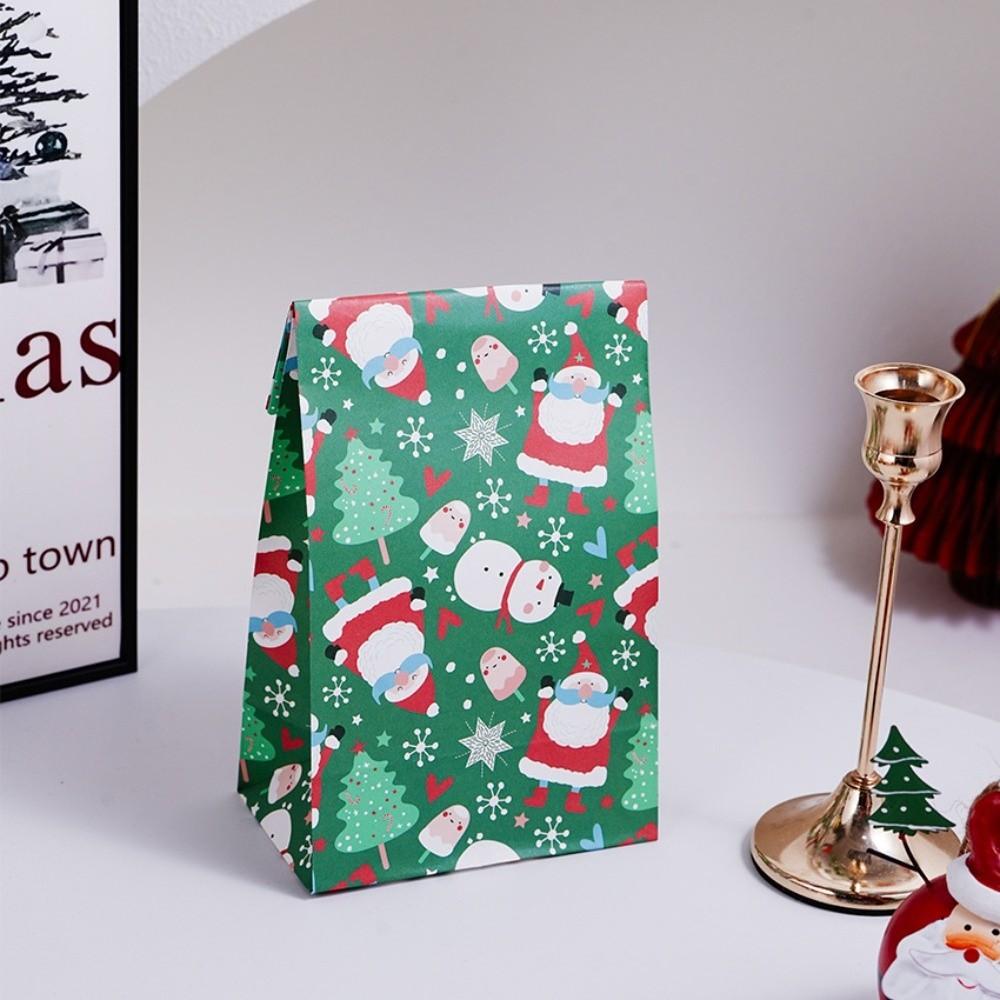 10pcs Reclosable Christmas Cookie Bag Kraft Paper Gift Favor Bags Candy Packag Bag New Year Decor