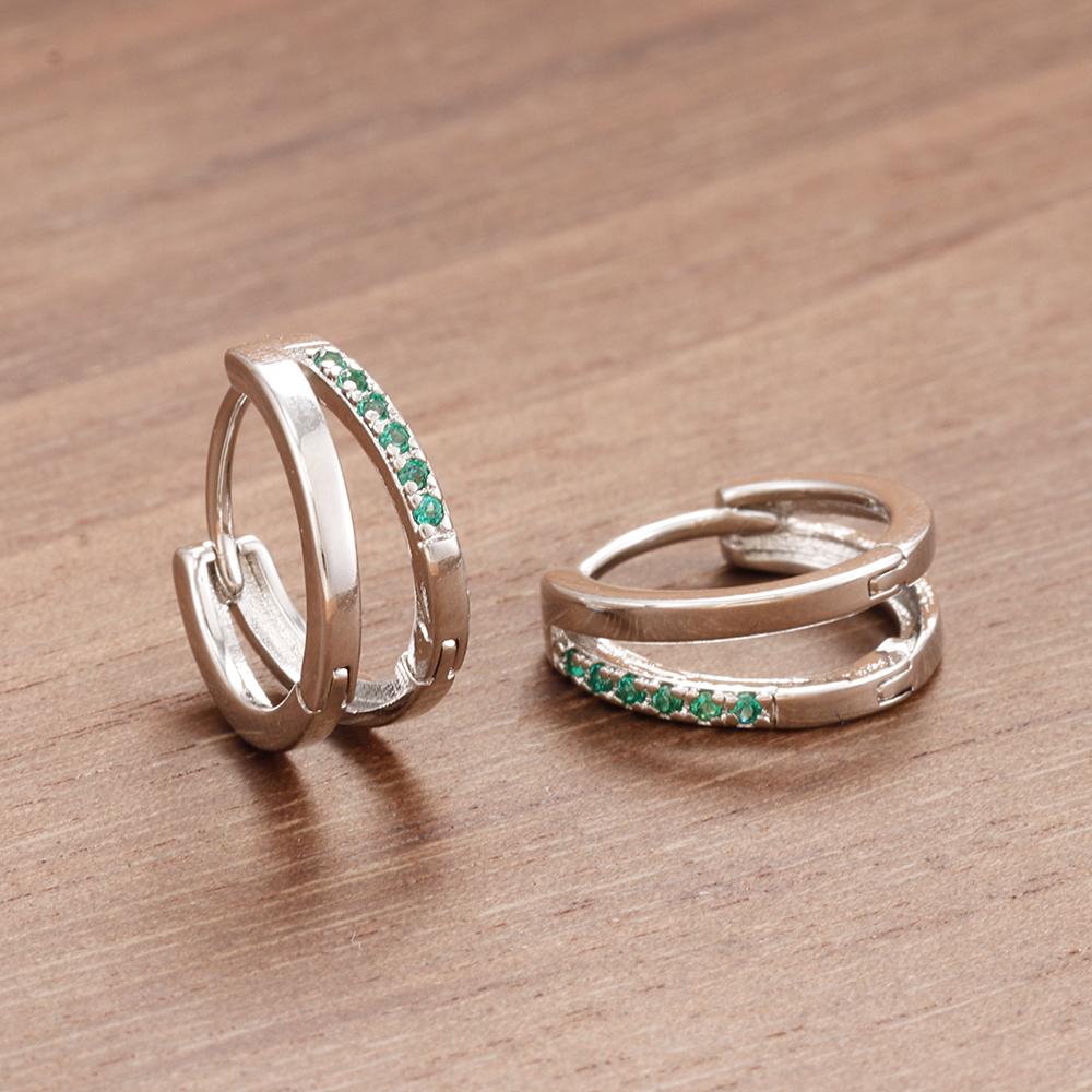 Europe Double Layered Zircon Hoop Earrings For Women Stainless Steel Personality Punk Piercing Earring Wedding Jewelry Gifts