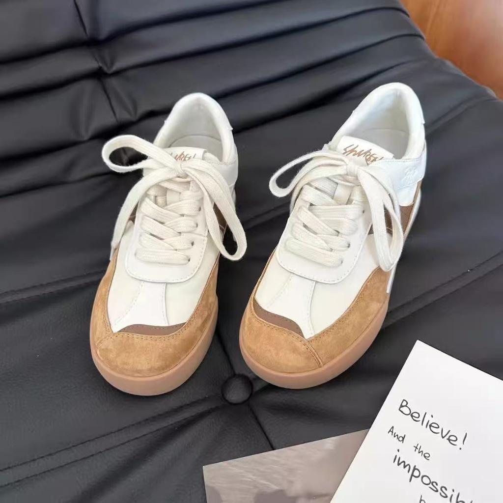 Inner height increase student women's autumn small retro thick-soled color matching casual sports little white shoes