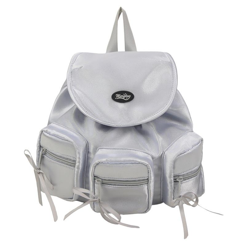 Школьный рюкзак в клетку для средней школы, в стиле инс, милый рюкзак с бантом для девочки, сладкий литературный стиль, в стиле инс single package серебряный