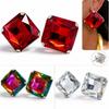 Large Size Square Rhinestone Earrings Square Shape Crystal Earrings New Large Crystal Ear Stud