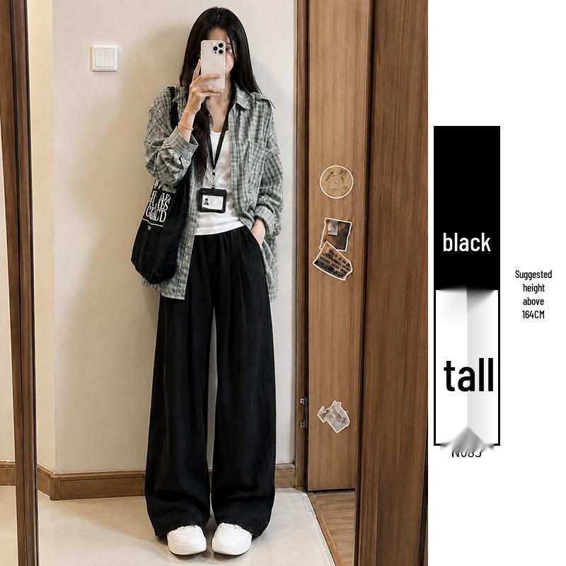 Women's Tencel Ice Silk High-Waist Summer Jeans - 2025 New, Thin, Straight, Elastic Waist, Narrow & Wide Leg Options