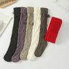 Plush Ball Long Tube Socks Ins Thicken Knitted Stockings Sweet Knee High Stockings  Home