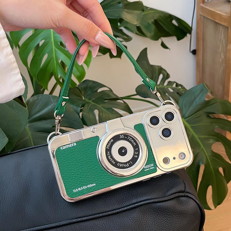 Creative 3D Camera Phone Case For iPhone 17 16 15 14 Plus 13 12 11 18 Pro Max Lens Protective Shockproof Cover with Lanyard