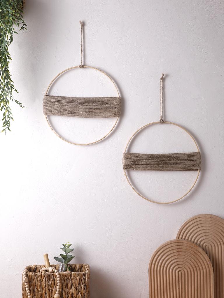 Handcrafted Wooden Wall Hanging Vase Decoration Rustic Jute Rope and Natural Dried Flowers for Home Living Room Bedroom Decor