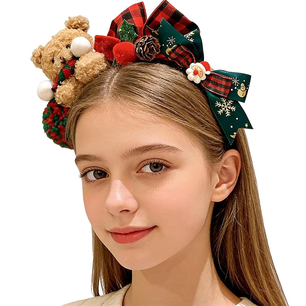 Christmas Headbands For Women Bear Design Hair Hoop Bear Design Girls Christmas Headband For Teens Party Holiday Celebration