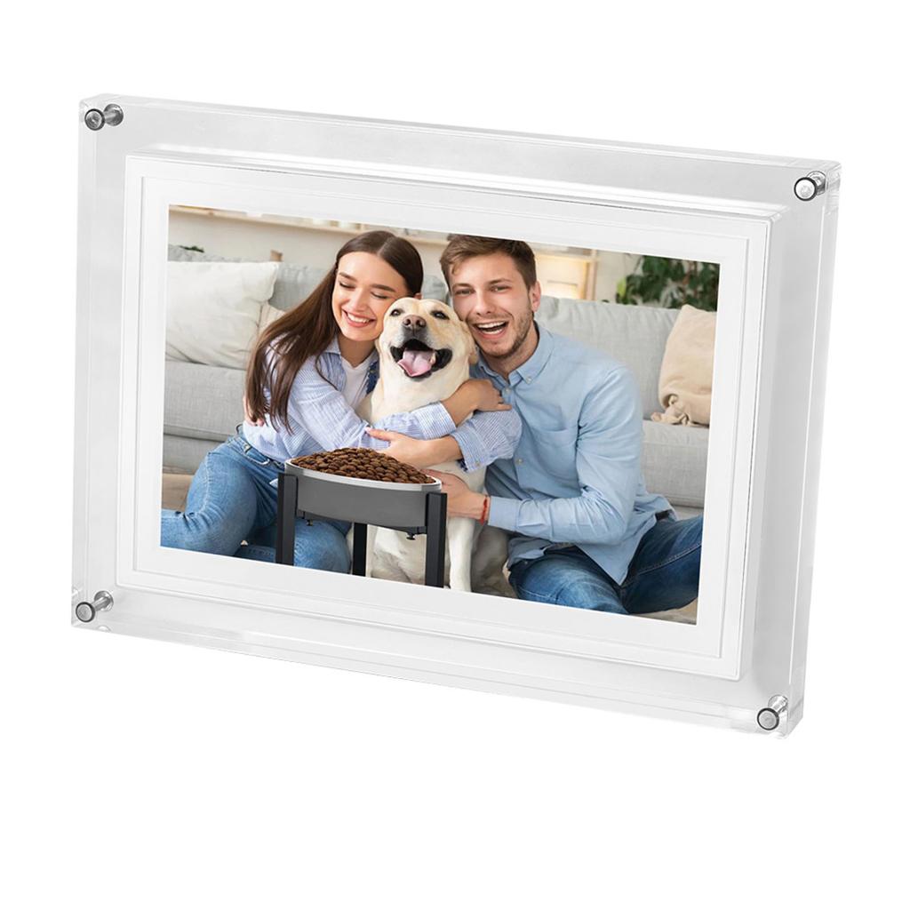 10.1 Inch Digital Picture Frame Acrylic USB2.0 Electronic Photo Frame Video Music Player with LED Light 8GB Memory for Home Desktop Decor