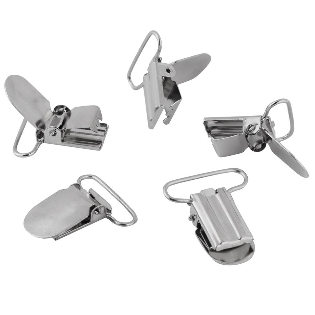 Silver Metal Suspender Braces Pacifier Clips Holder Repair Parts Accessory (25mm)